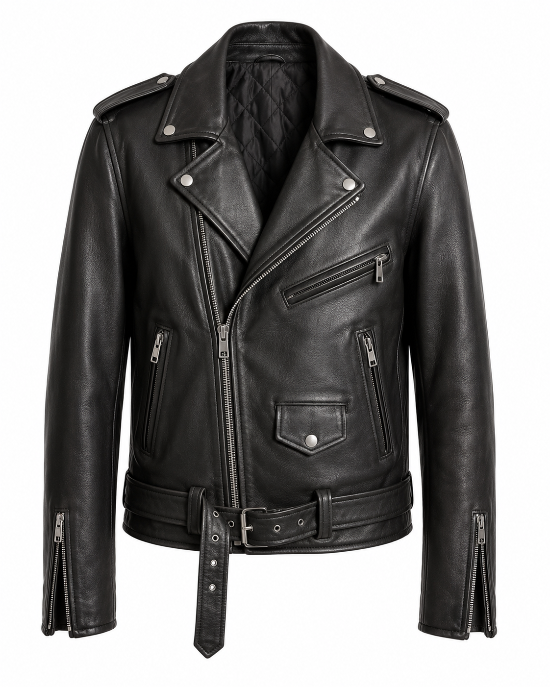 Printed Leather Biker Jacket | Rock Graffiti Art