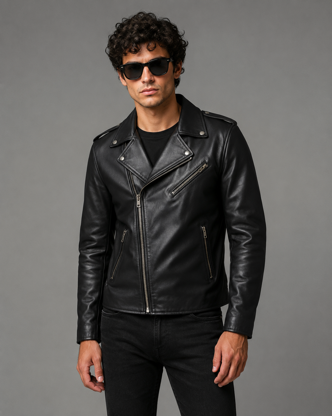 Printed Leather Jacket — Skull Artwork