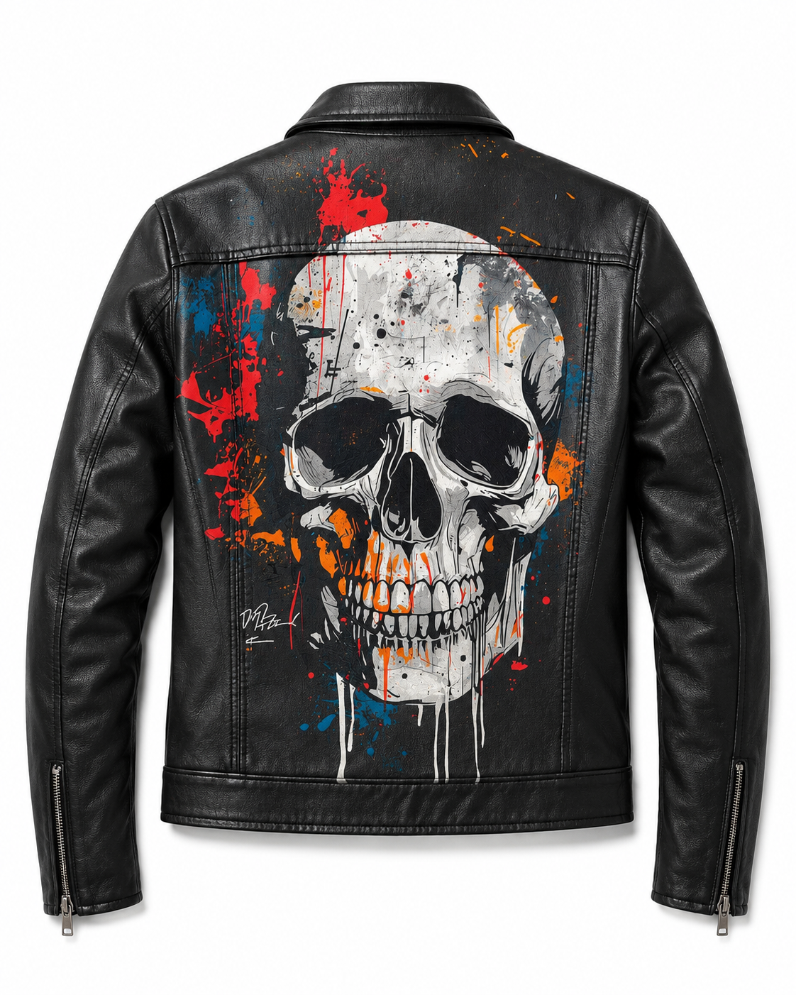 Printed Leather Jacket — Skull Artwork