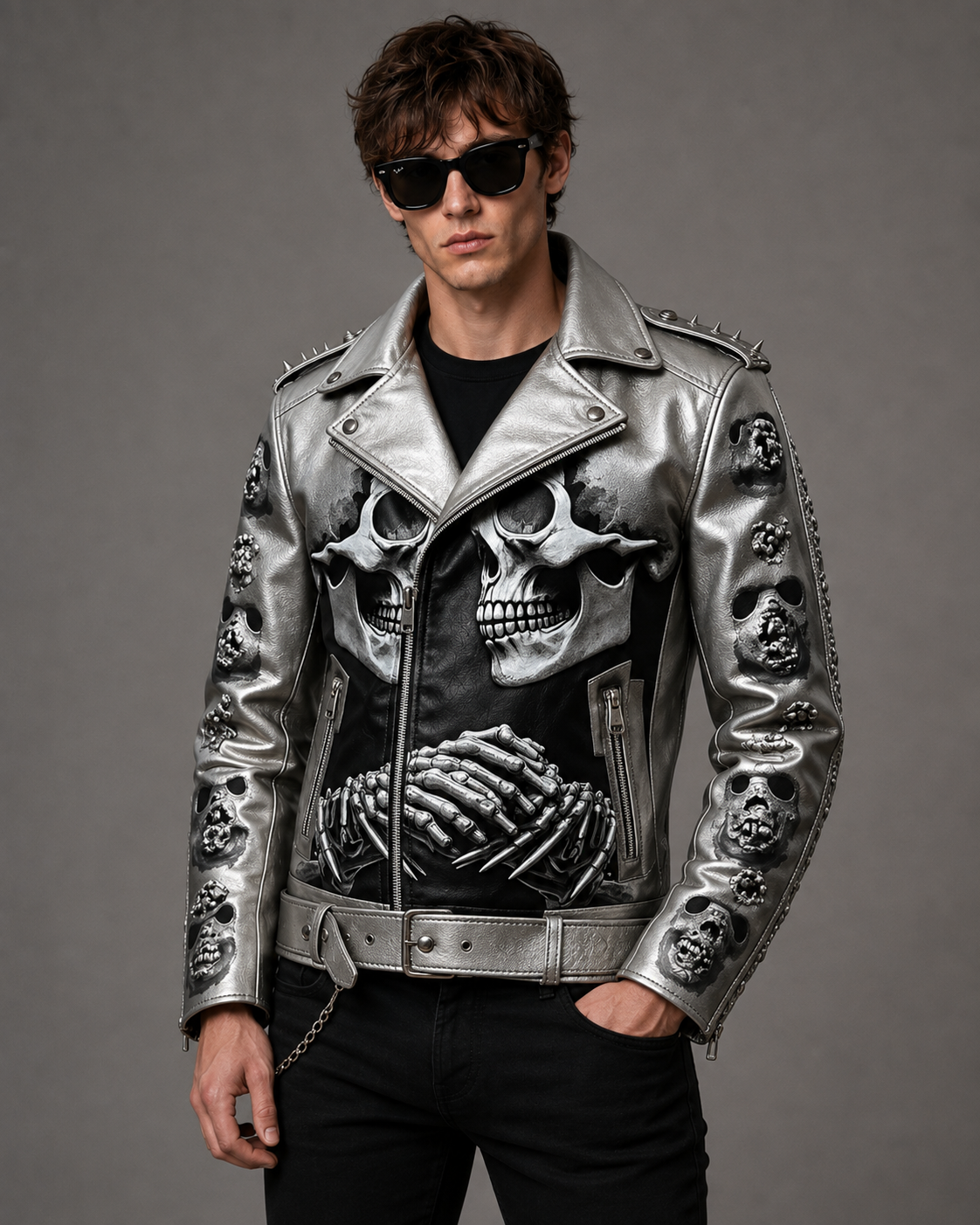 Printed Gothic Leather Jacket