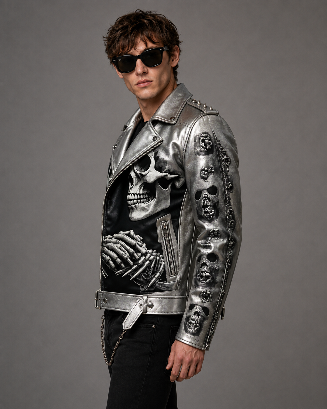 Printed Gothic Leather Jacket