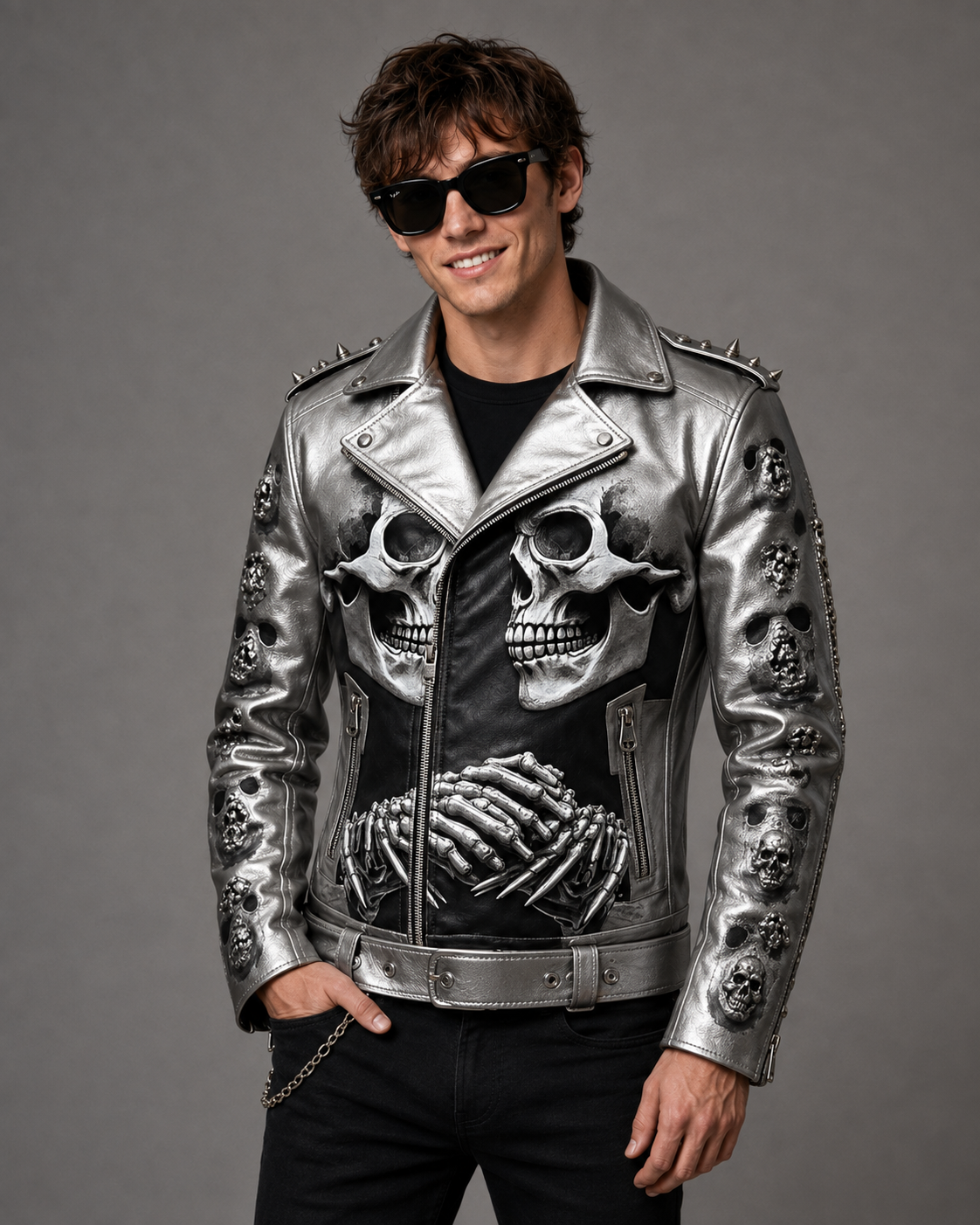 Printed Gothic Leather Jacket