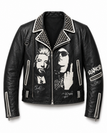 Printed Rancid Studded Punk Leather Jacket