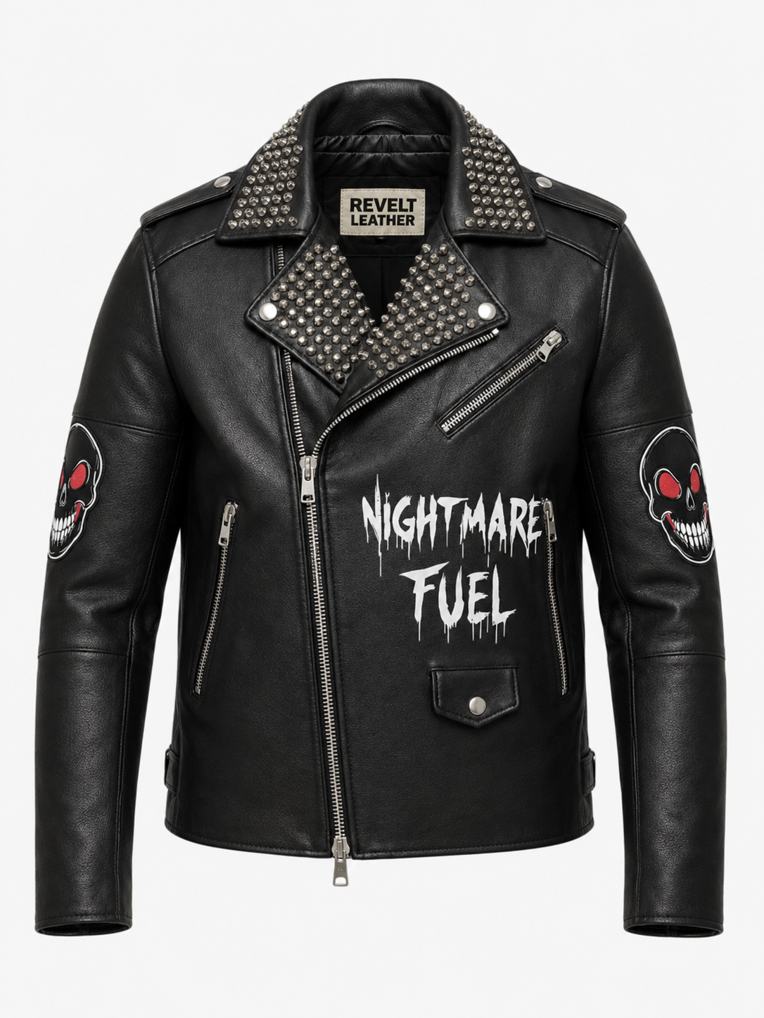Printed Men’s Gothic Skull Design Leather Jacket