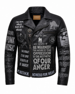 Printed Cowhide Leather Biker Jacket
