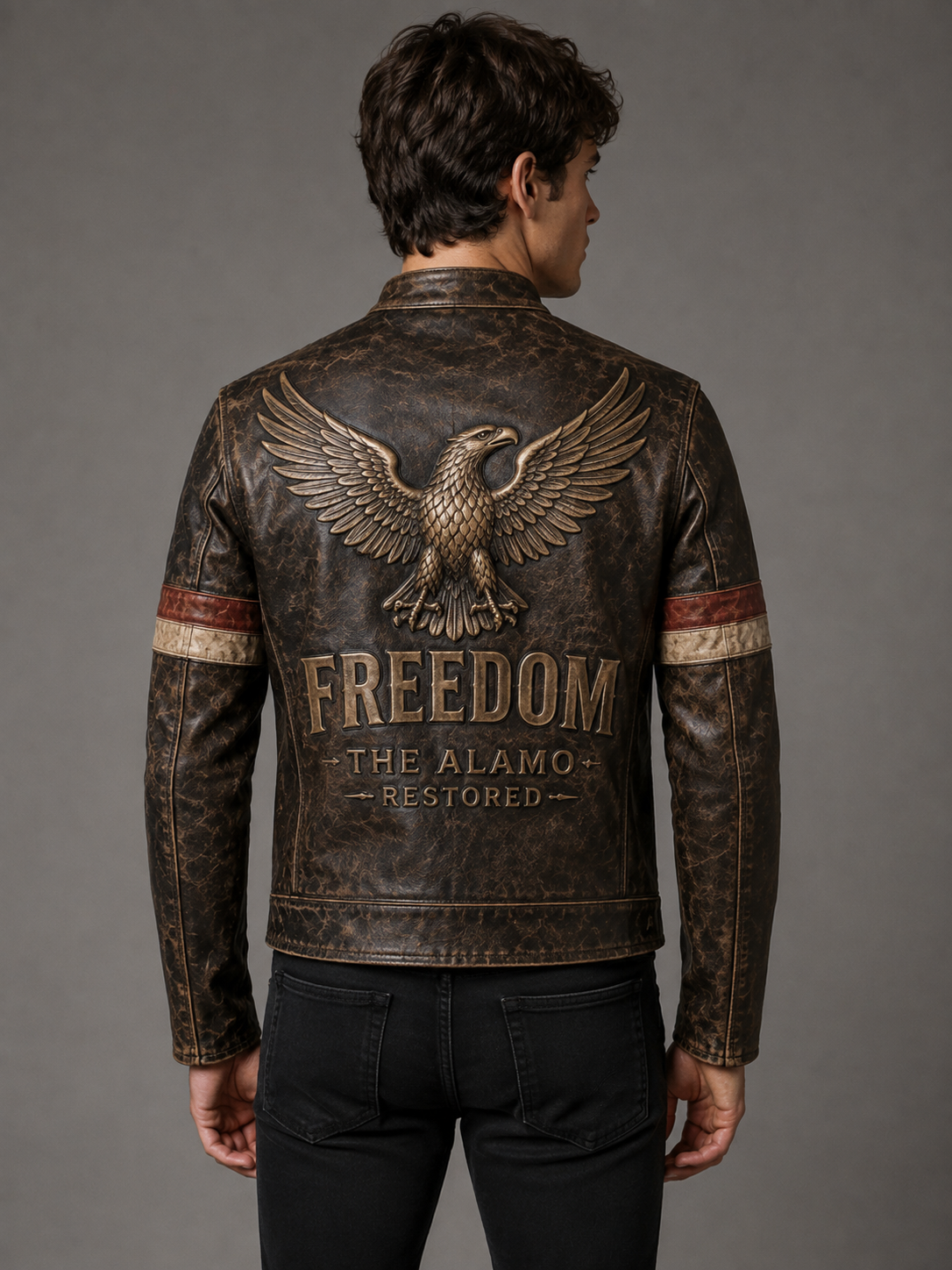 Printed Men's American Flag Leather Jacket