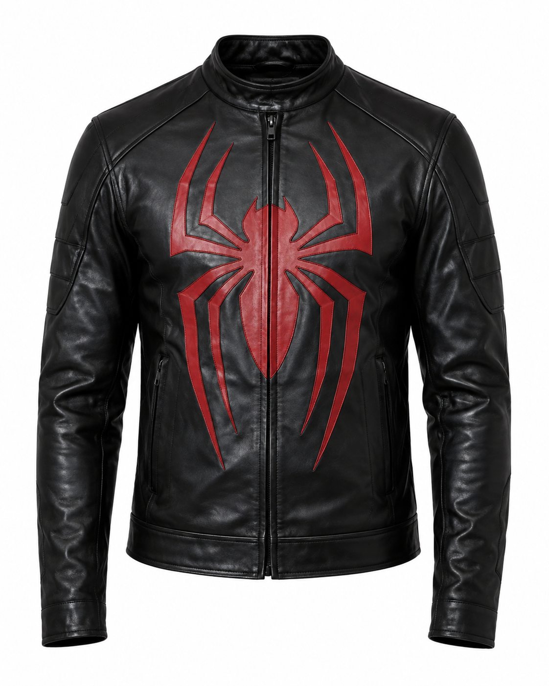 Printed Spiderman Inspired Leather Jacket