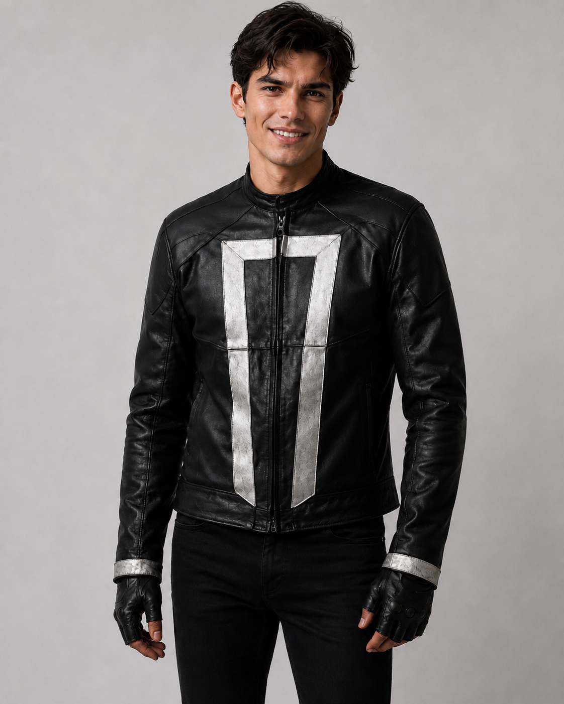 Printed Ghost Black Rider Robbie Reyes Leather Jacket