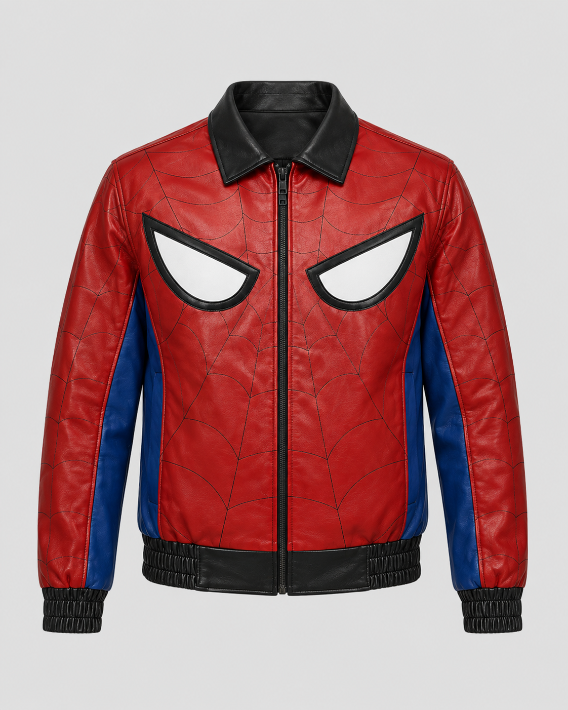 Printed Spider-Man Red & Blue Leather Jacket