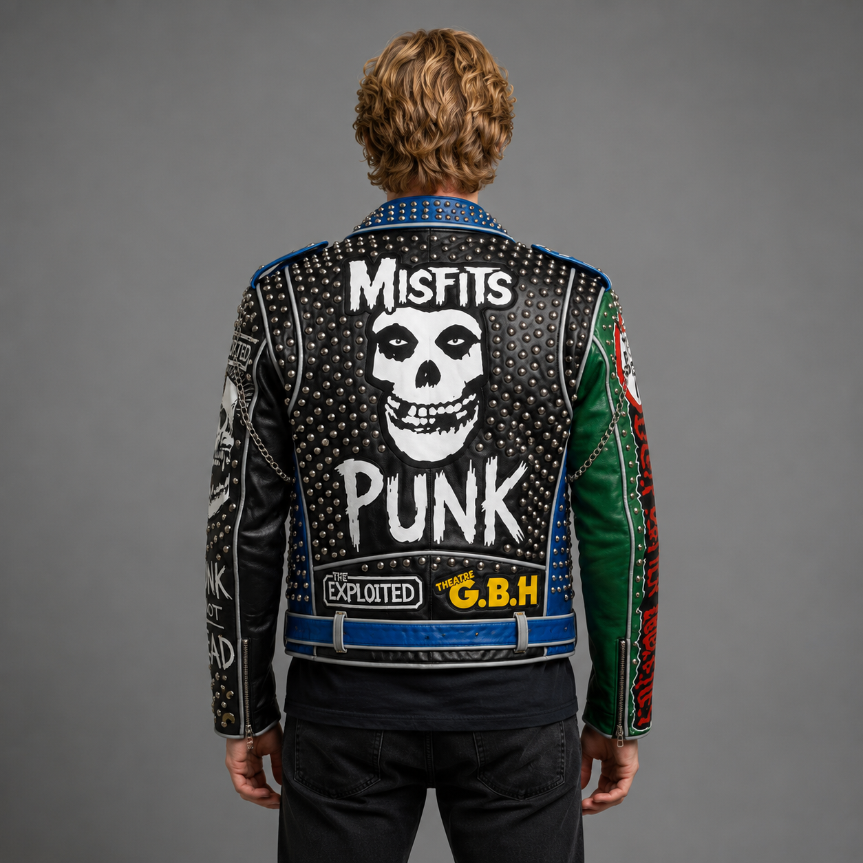 Handmade Punk Studded Leather Jacket Men's Biker Style Custom Rocker Outerwear Full Grain.