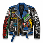 Handmade Punk Studded Leather Jacket Men's Biker Style Custom Rocker Outerwear Full Grain.