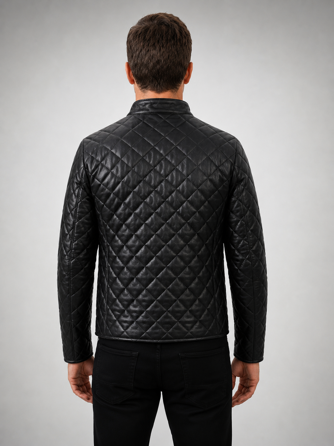 Men’s Diamond-Quilted Leather Racer Jacket
