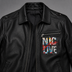 Custom Printed Leather Jacket — Typography & Graffiti Artwork | Hand-Paint + Digital Printed Fusion | Personalized Streetwear