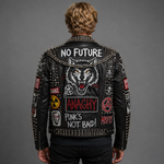 Handmade Printed  Punk Rock Studded Leather Jacket for Men