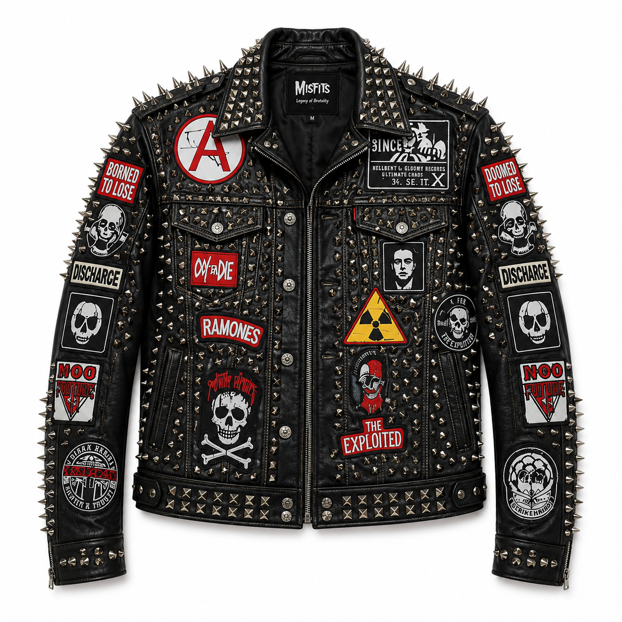 Handmade Printed  Punk Rock Studded Leather Jacket for Men