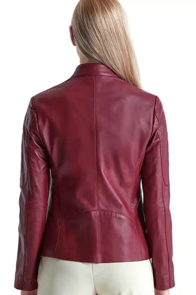 Evangeline Red Women Real Leather Jacket