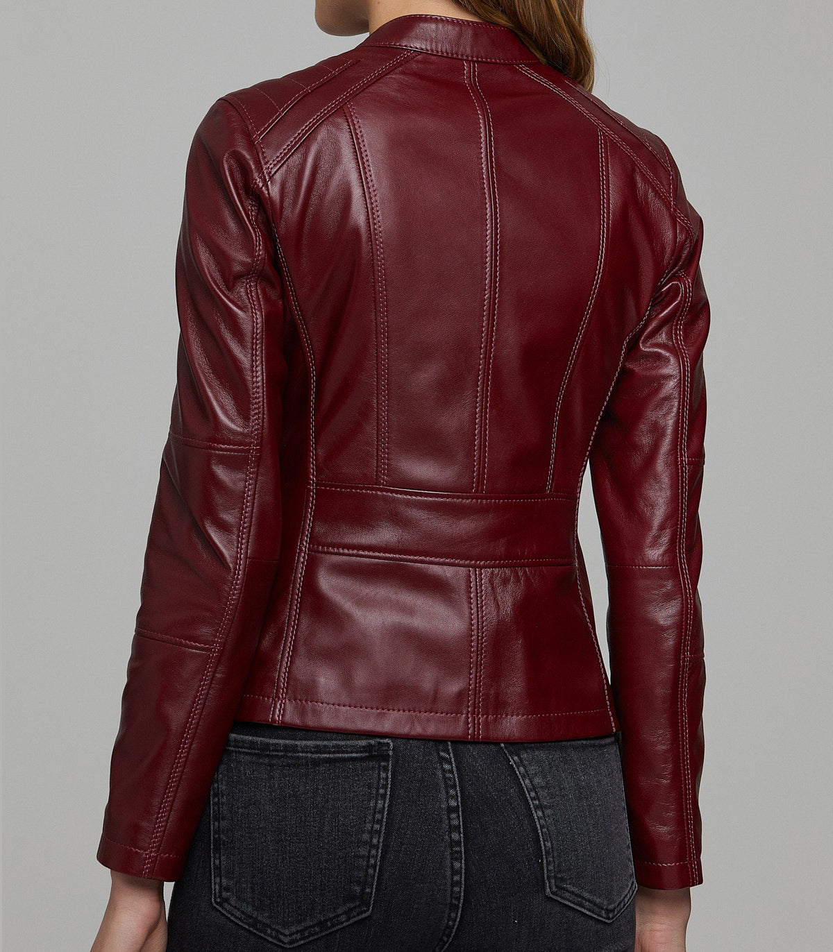 Claret Red Celia Women Leather Jacket