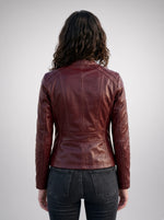 Claret Red Celia Women Leather Jacket