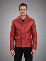 Classic Club Red Leather Jacket For Men