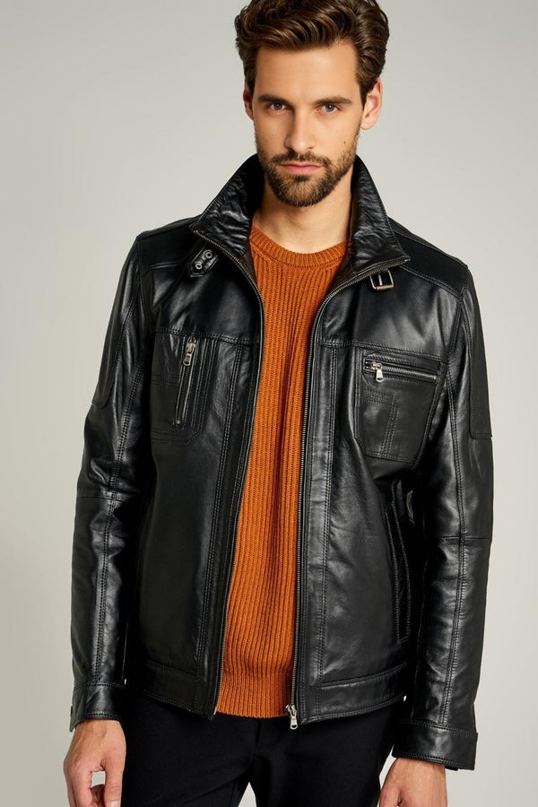 Premium Black Field Leather Jacket For Men