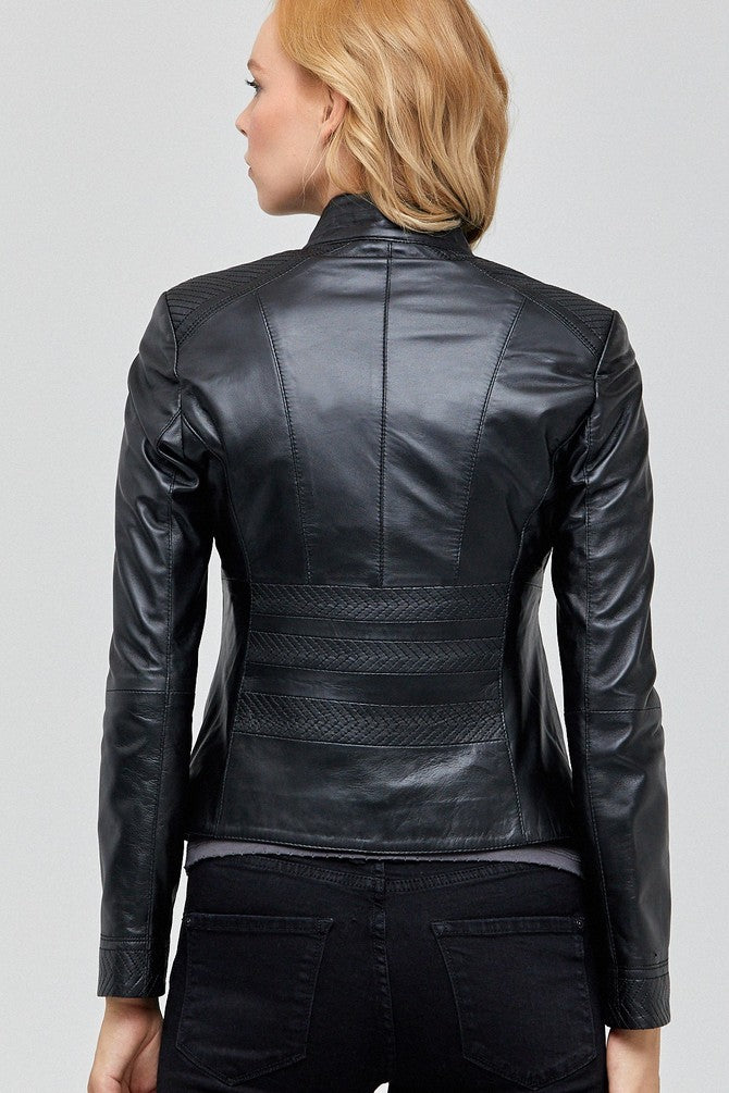 Dahlia Black Leather Jacket for Women