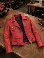 Dahlia Red Brando Women Biker Jacket