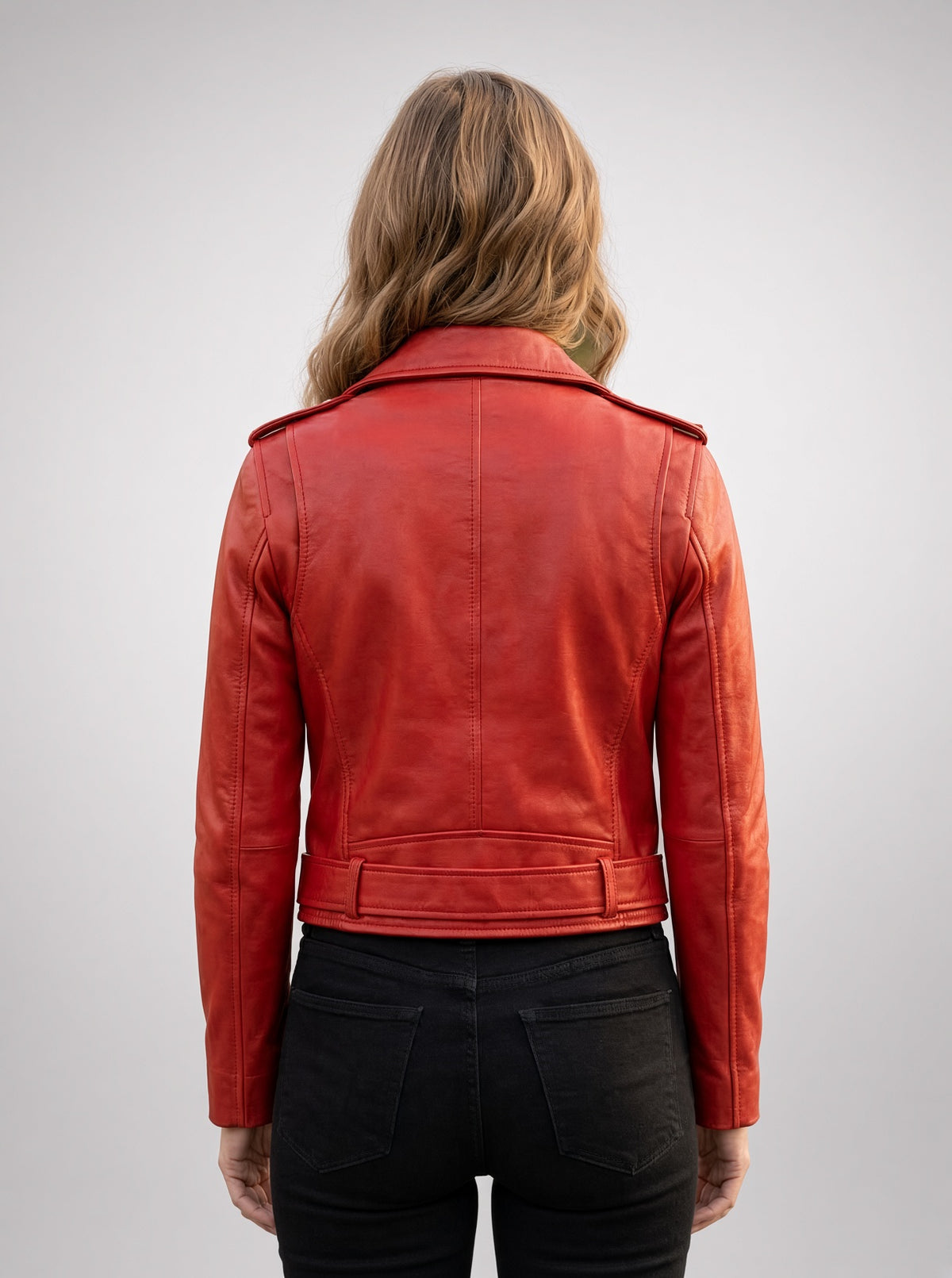 Dahlia Red Brando Women Biker Jacket