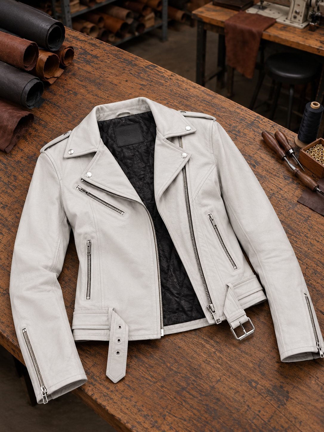 Daisy Ivory Edge Biker Jacket