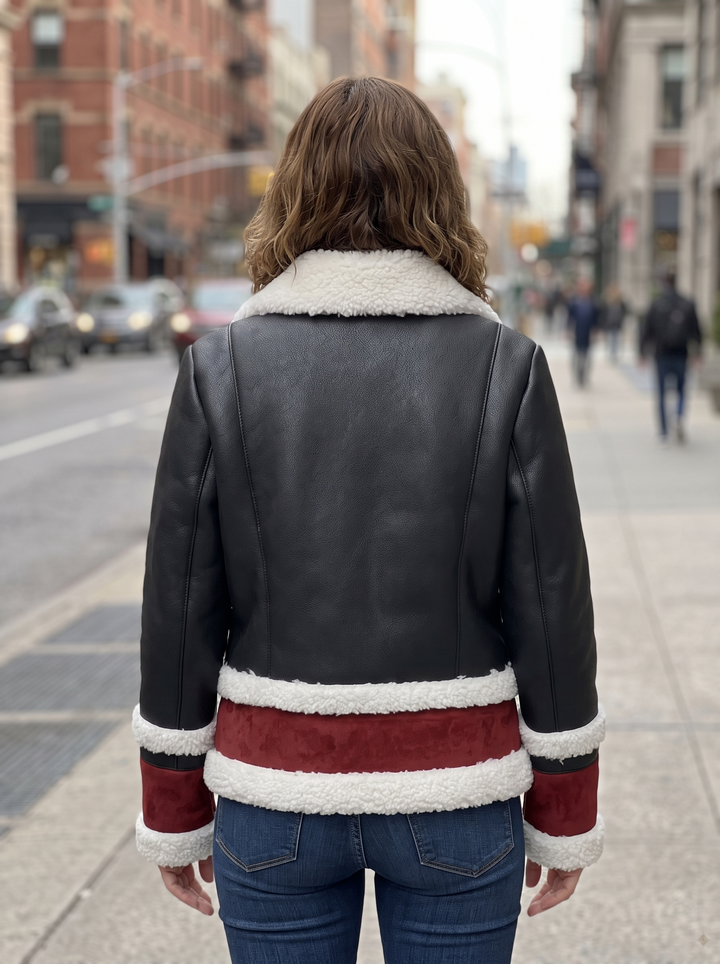 Daisy Black Leather Jacket For Women's