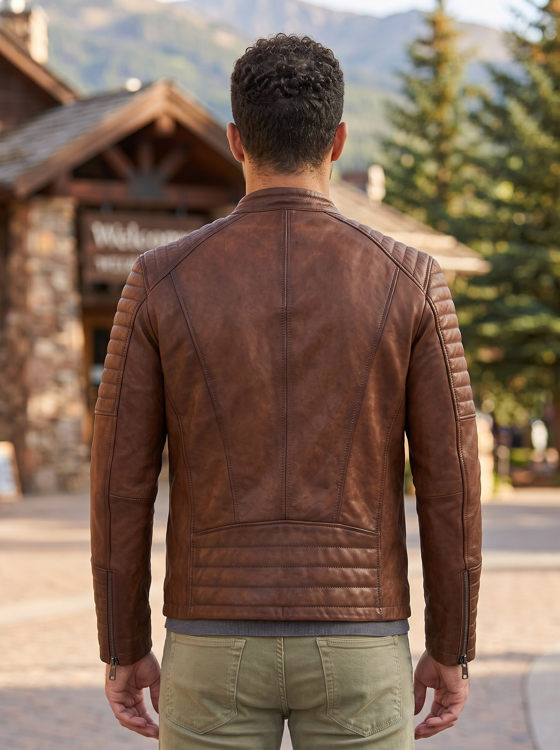 Dali Brown Leather Jacket For Men