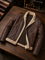 Damian Brown Fur Shearling Leather Jacket For Men