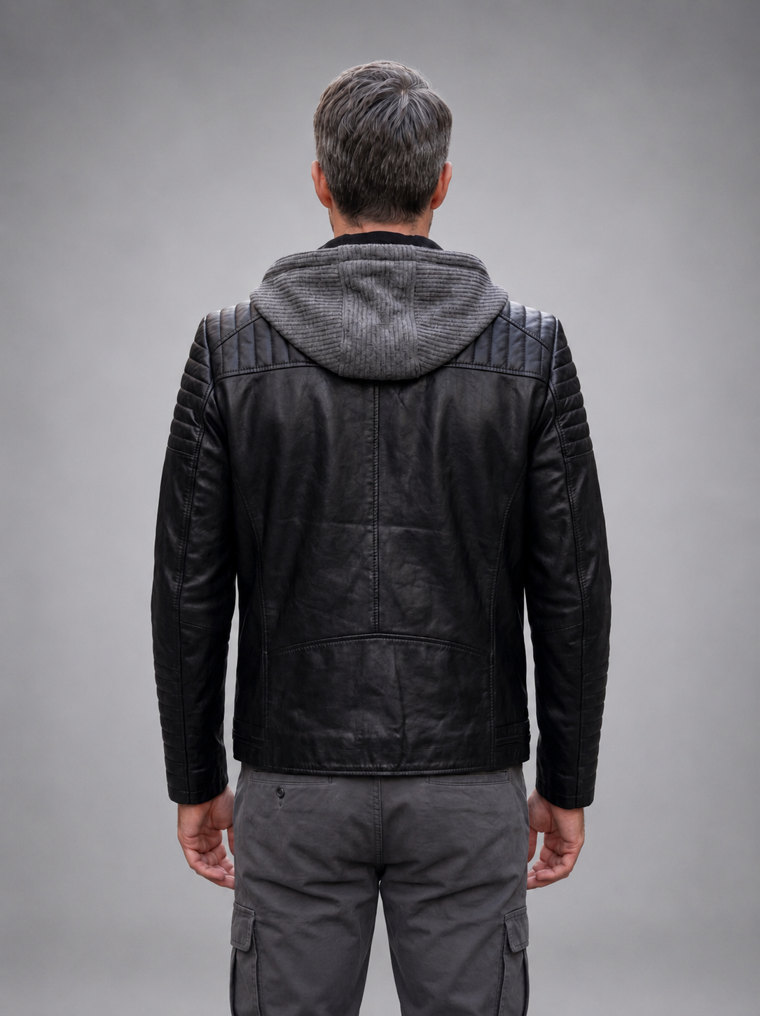 Danger Black Men's Hooded Sports Slim-Fit Leather Jacket