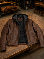 Daniel Brown Leather Jacket With Hoodie For Men