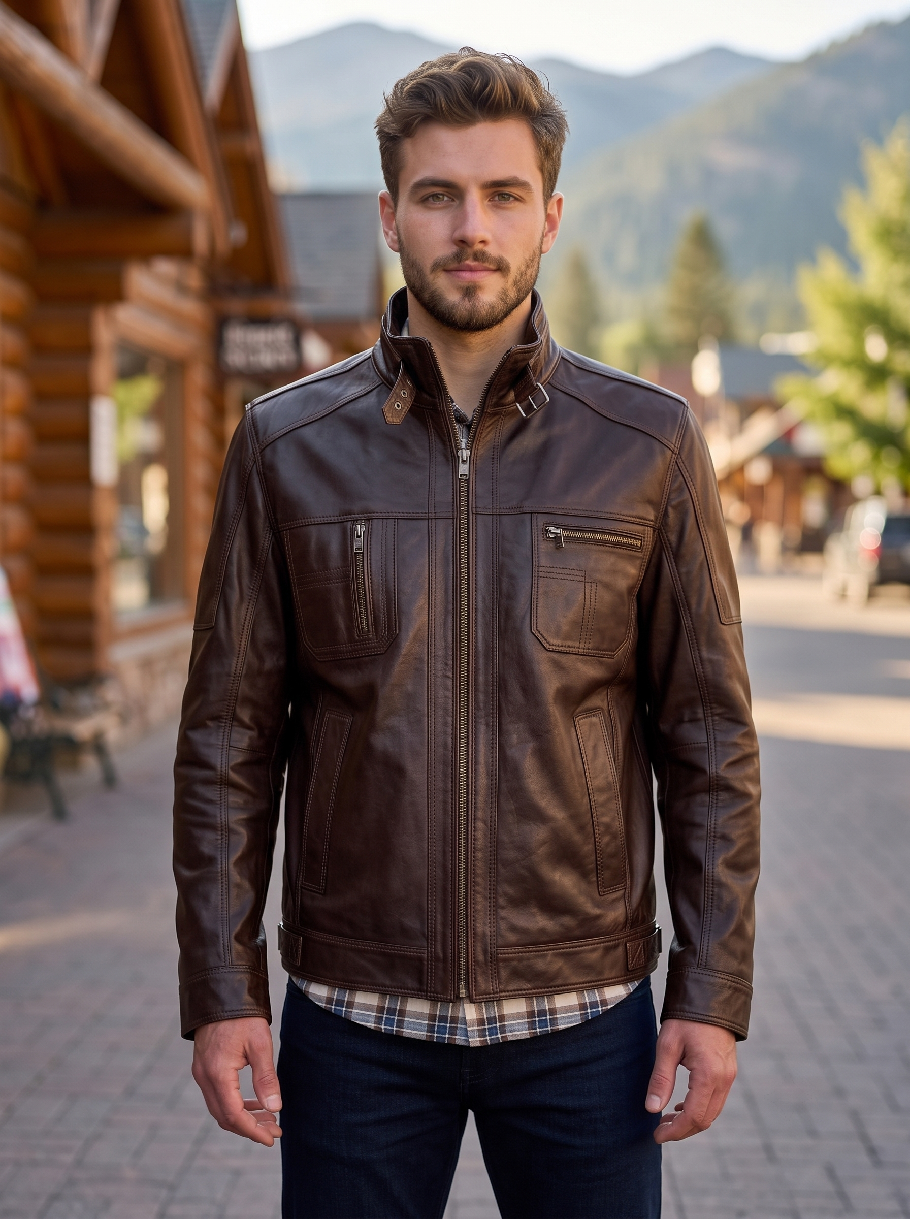 Dark Brown stylish Leather Jacket For Men