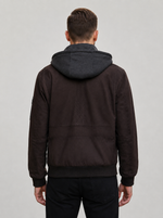 David Brown Leather Jacket With Hood For Men