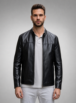 David Sheepskin Black Leather Jacket For Men