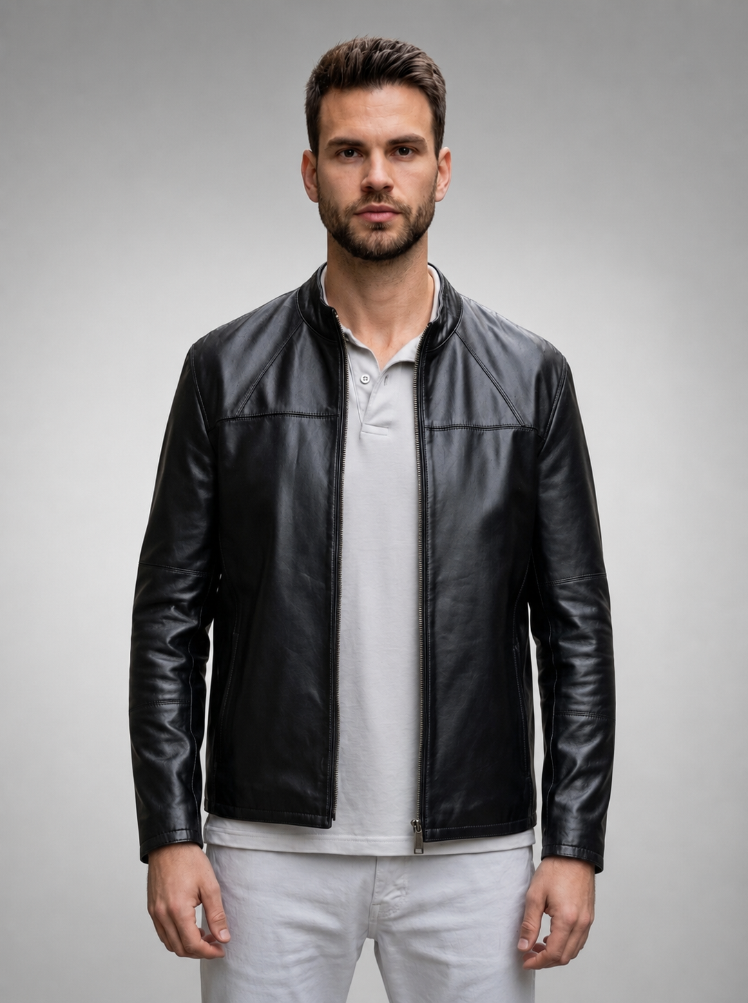David Sheepskin Black Leather Jacket For Men