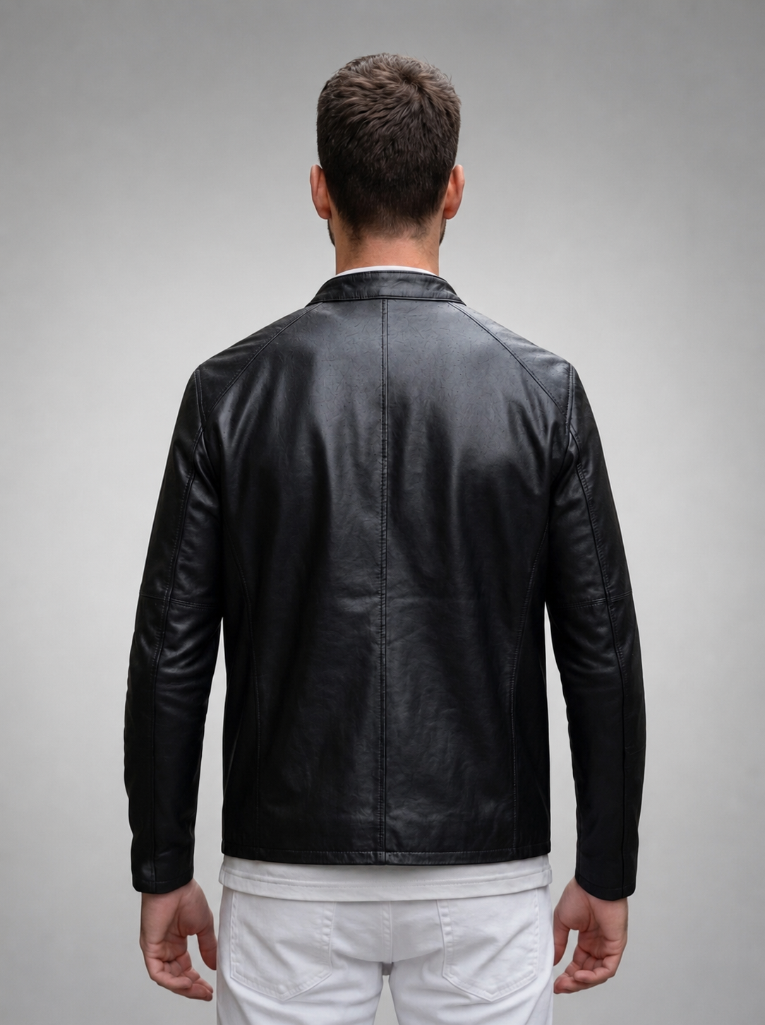 David Sheepskin Black Leather Jacket For Men