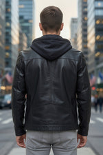 Detroit Distressed Men Black Leather Jacket