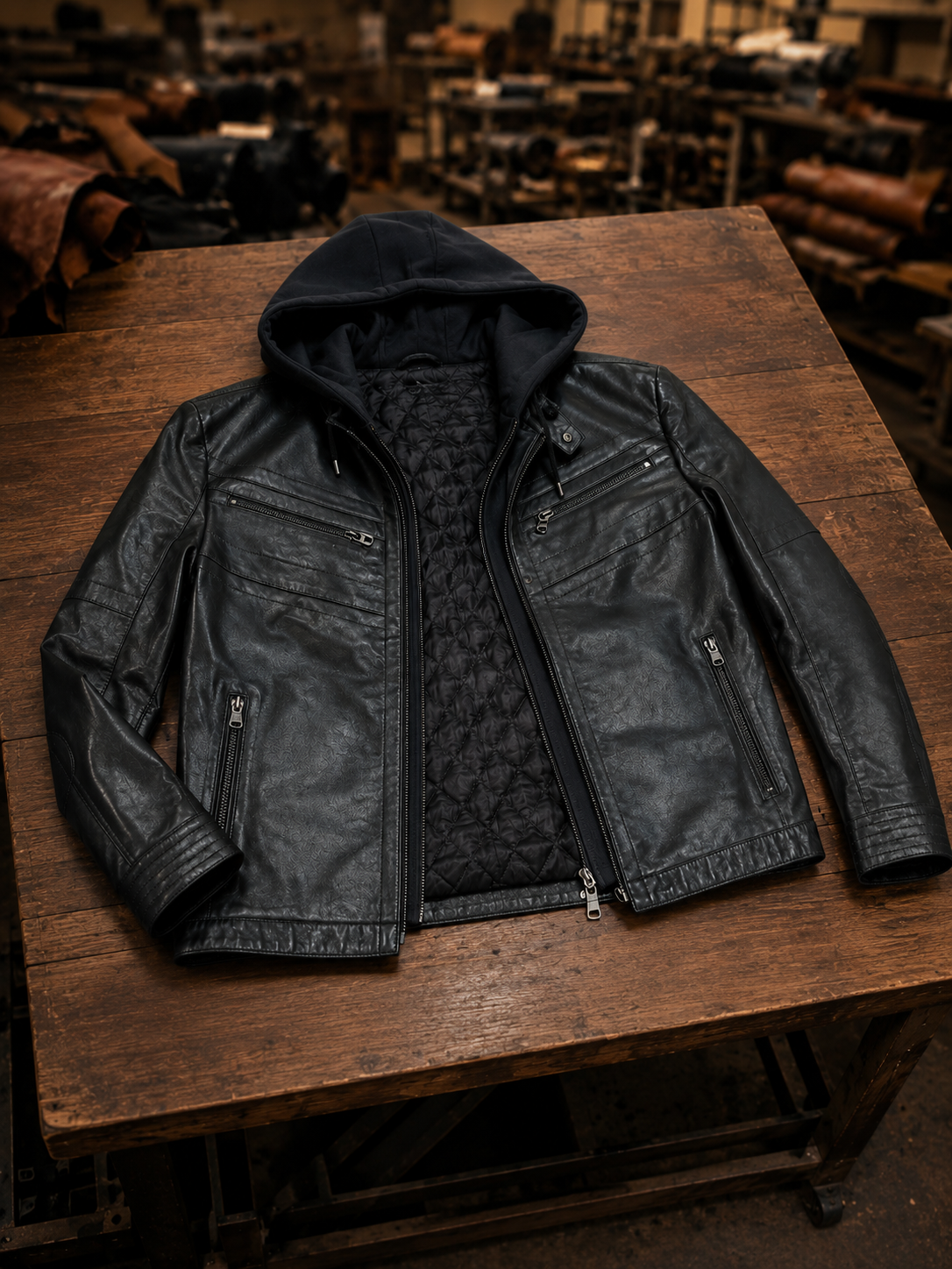 Detroit Distressed Men Black Leather Jacket