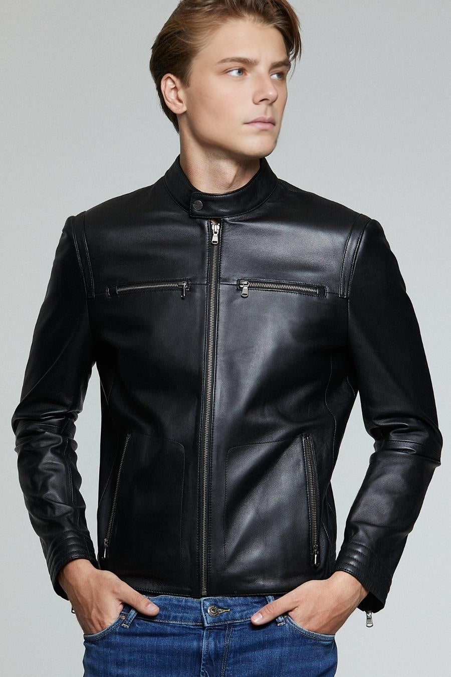 Sebastian Black stylish Leather jacket