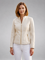 Diana White Sheepskin Leather Jacket For Women's
