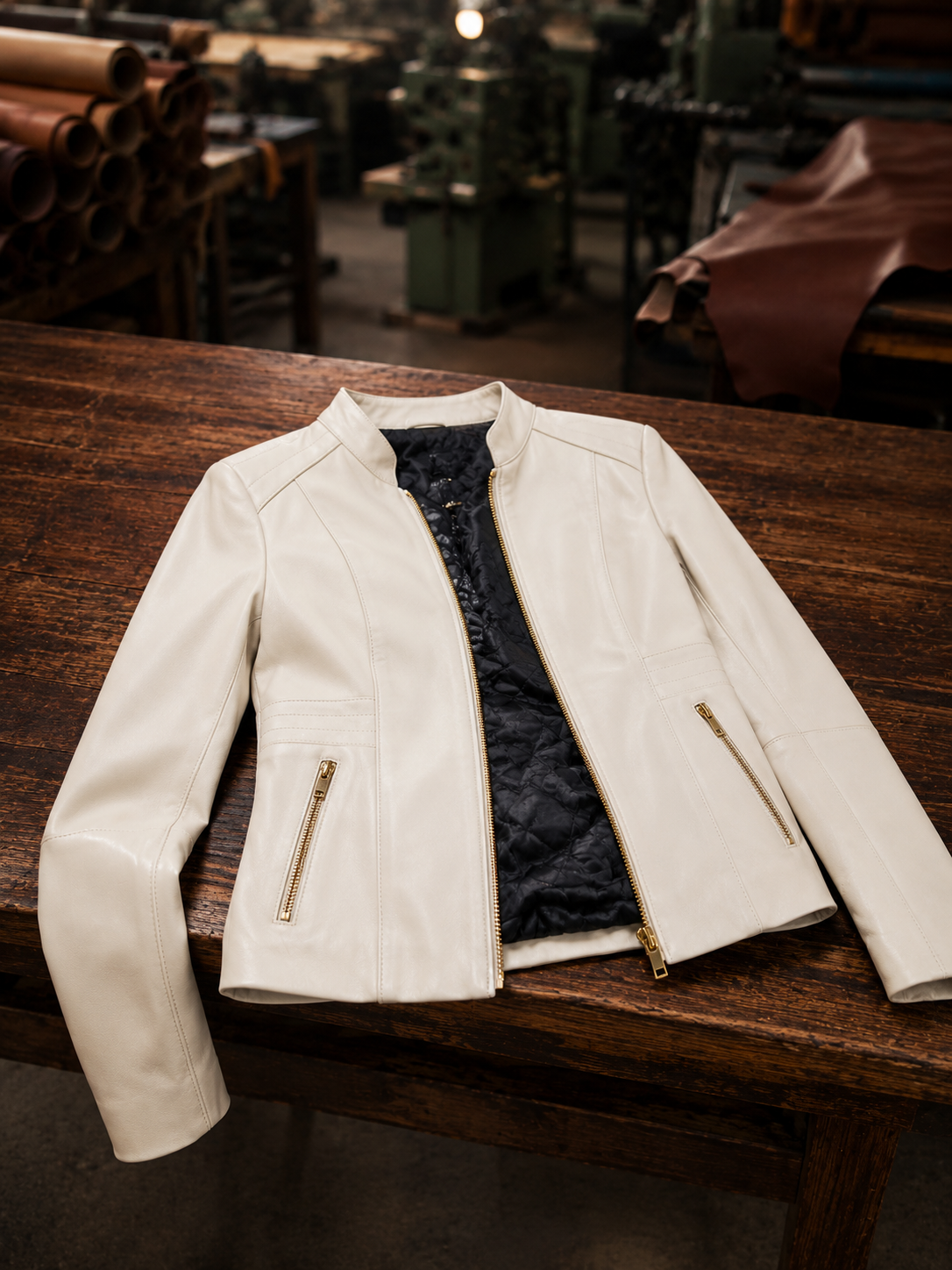 Diana White Sheepskin Leather Jacket For Women's
