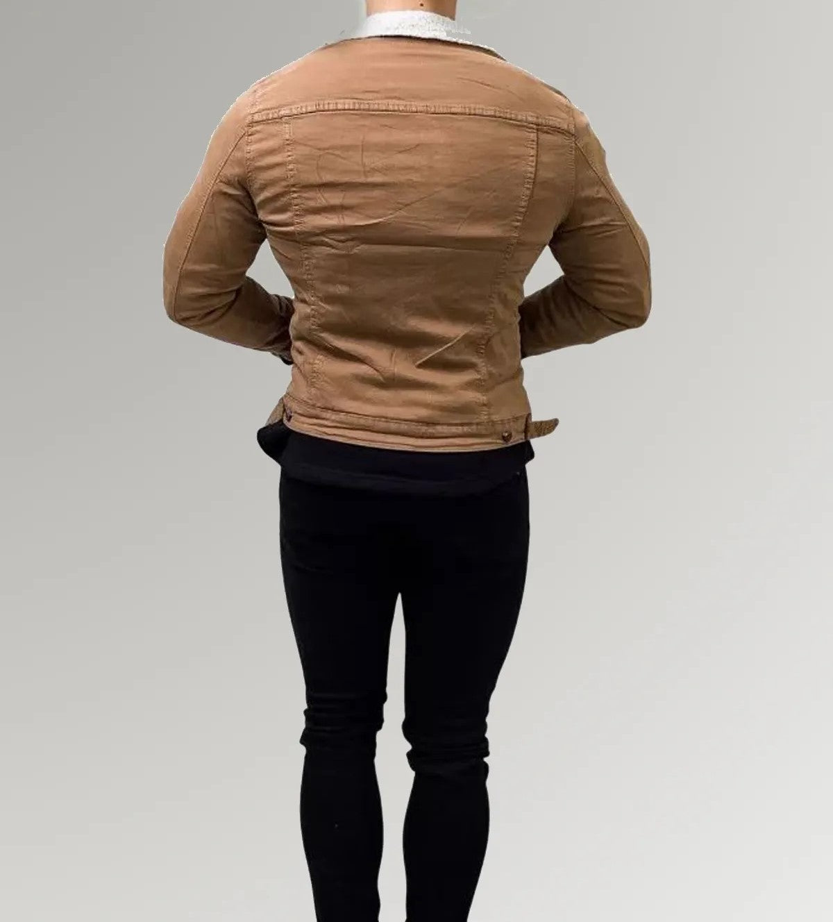 Brown Cotton Biker Jacket For Men