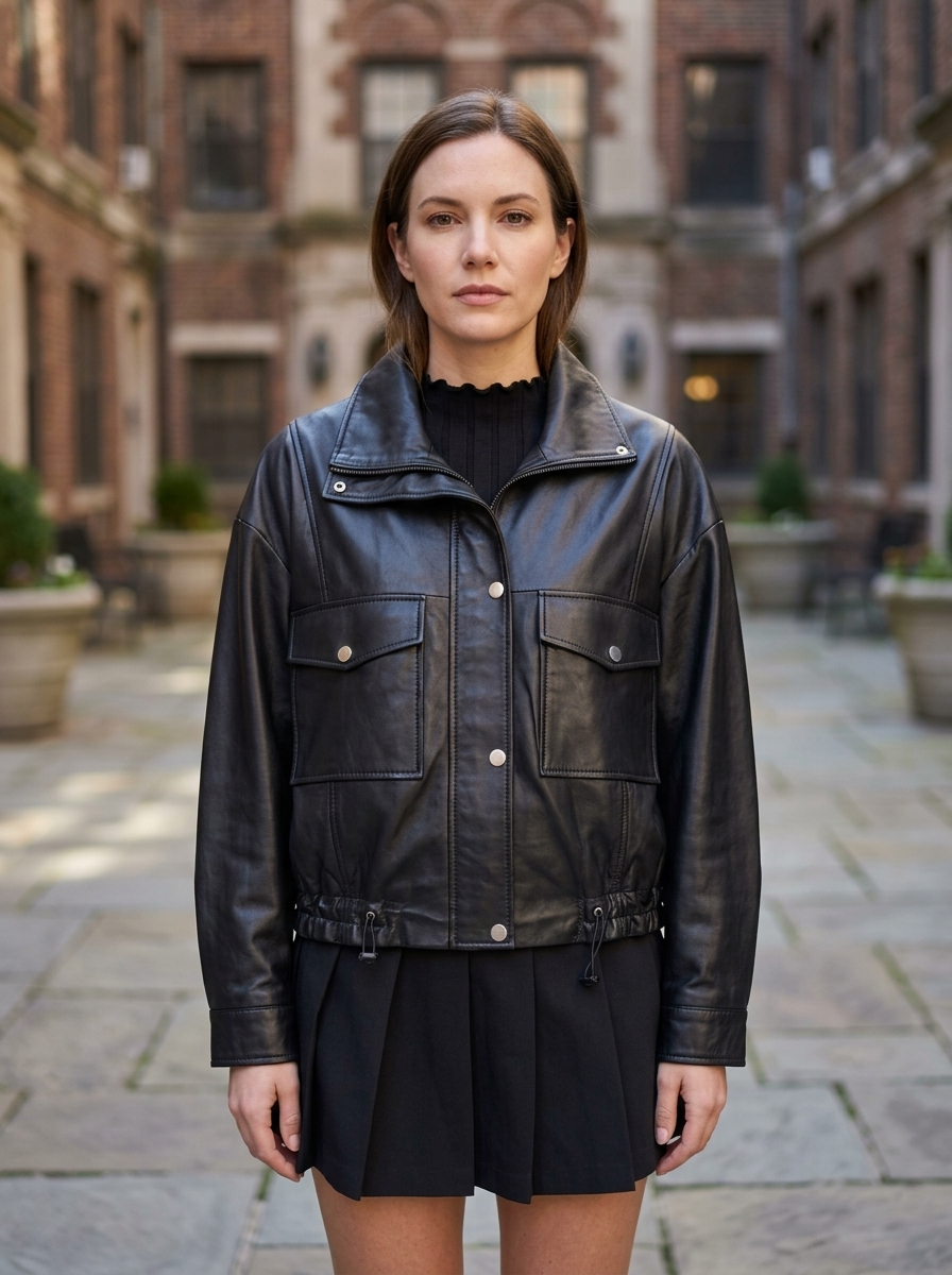 Dora Black Leather Jacket for Women