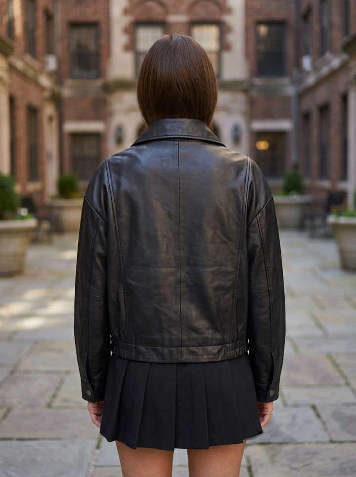 Dora Black Leather Jacket for Women