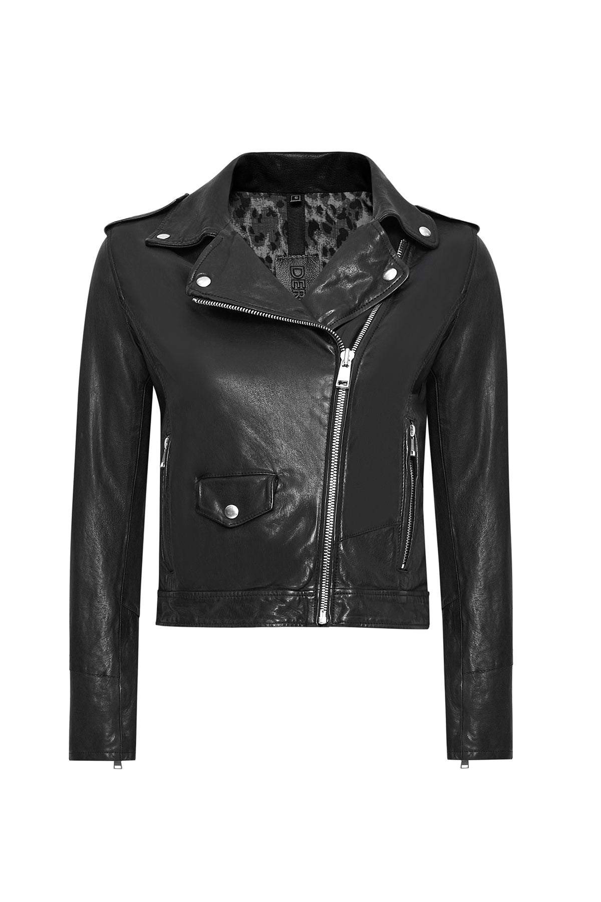 Double Breasted Black Leather Jacket For Women