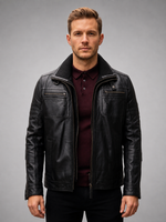 Ebony Black Leather Jacket For Men