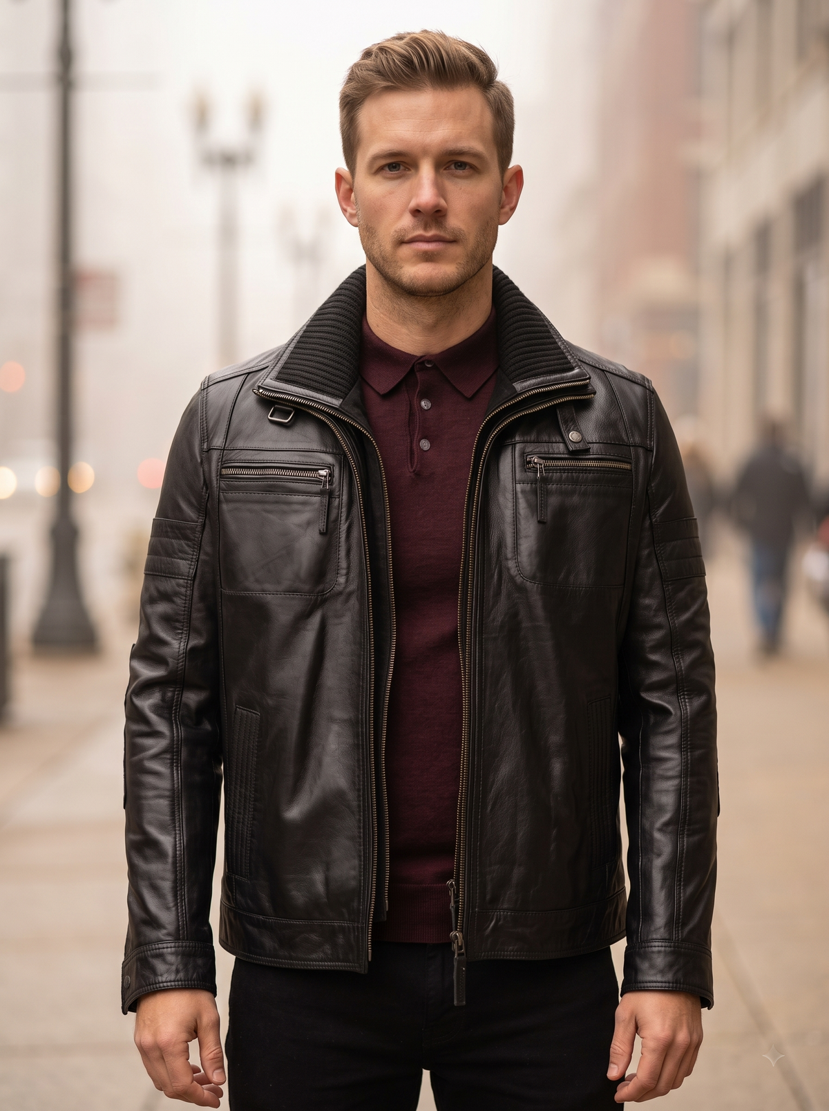Ebony Black Leather Jacket For Men
