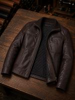 Ebony Brown Leather Jacket For Men